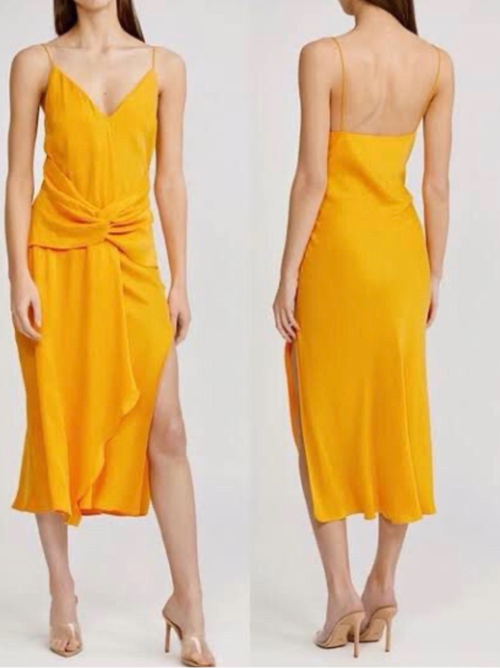 Acler Portland Marigold Draped Twist Front Maxi Dress Sz 2